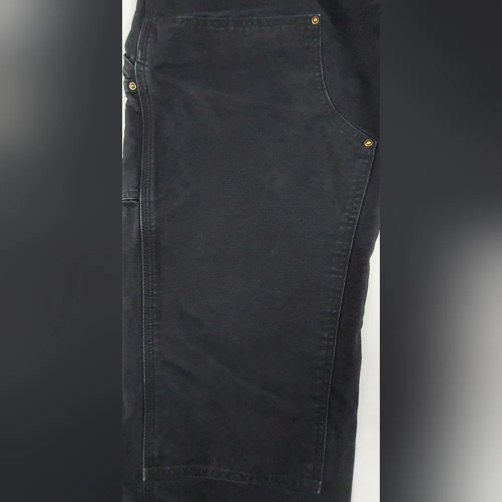 Carhartt Duck Double Knee Dungaree Mens 40x30 Black Loose Fit Pants B136 BLK